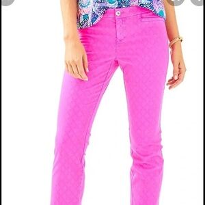 Lilly Pulitzer Kelly Bright Pink diamond texture Pants